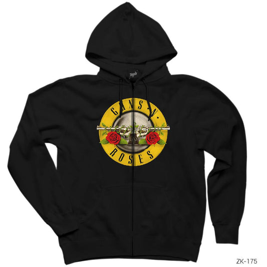 Guns n Roses Siyah Fermuarlı Kapşonlu Sweatshirt