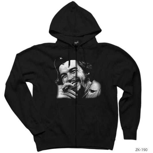 Che Guevara Siyah Fermuarlı Kapşonlu Sweatshirt