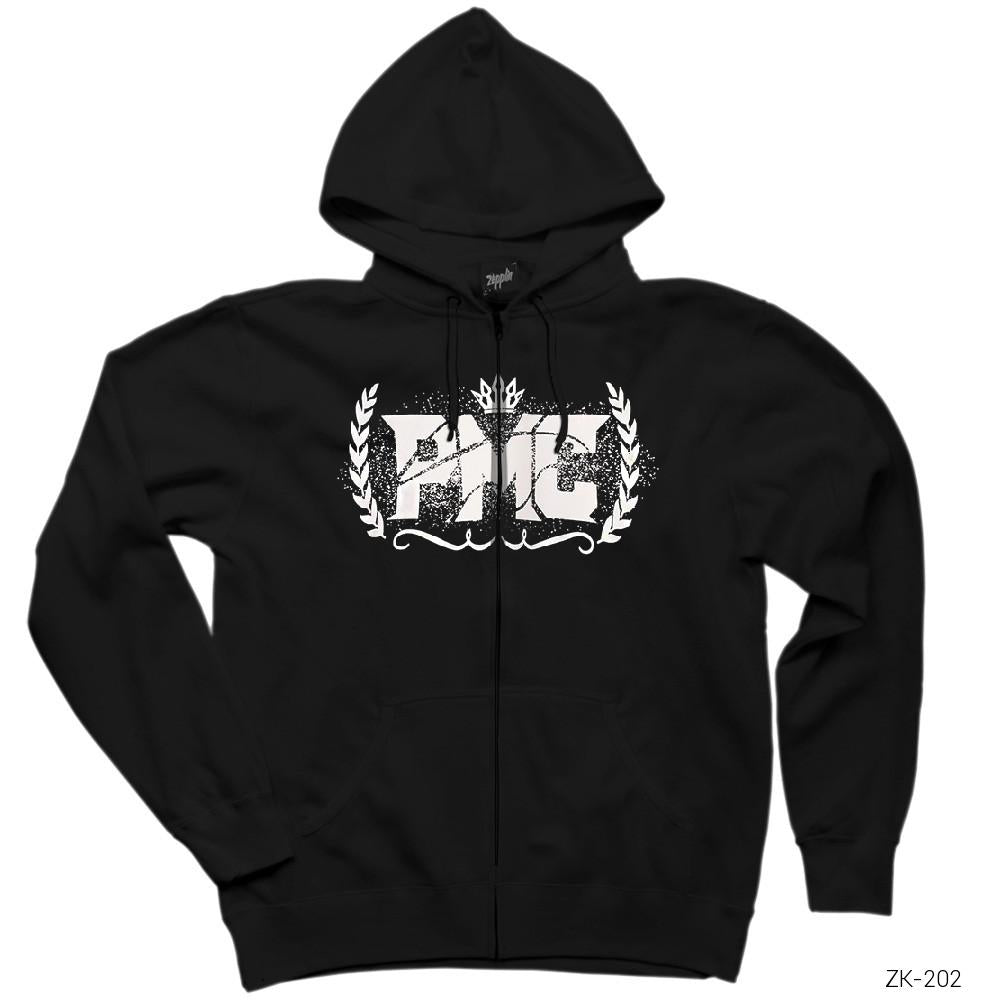 Pmc Siyah Fermuarlı Kapşonlu Sweatshirt