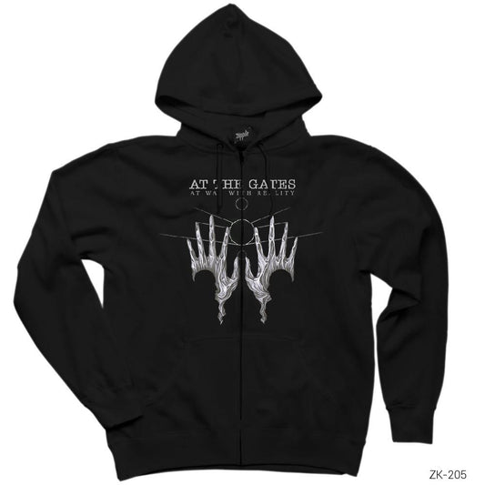 At The Gates Siyah Fermuarlı Kapşonlu Sweatshirt