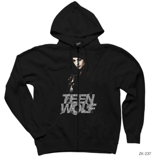 Teen Wolf Allison Siyah Fermuarlı Kapşonlu Sweatshirt