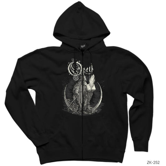 Opeth Siyah Fermuarlı Kapşonlu Sweatshirt