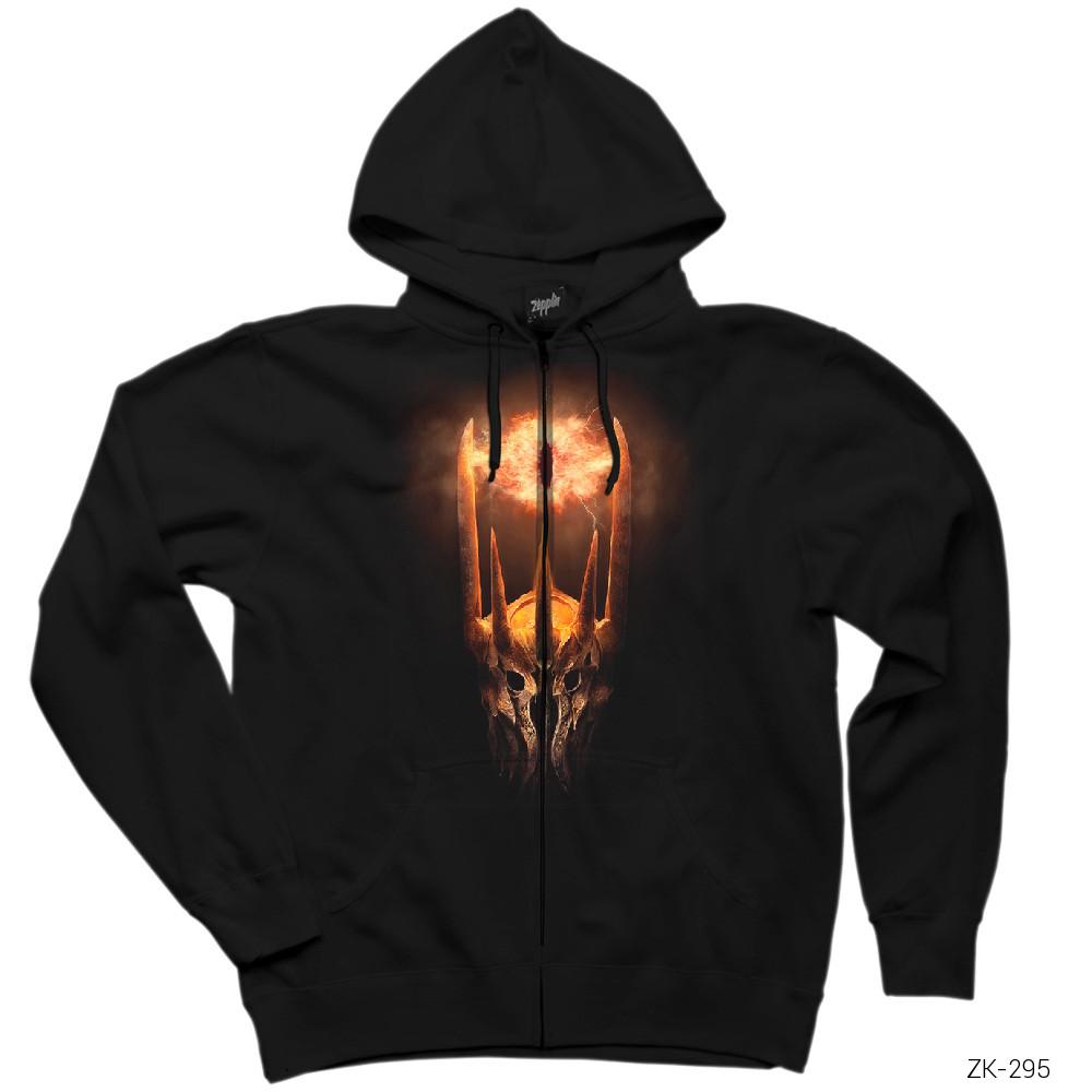 Lord Of The Rings Sauron Siyah Fermuarlı Kapşonlu Sweatshirt