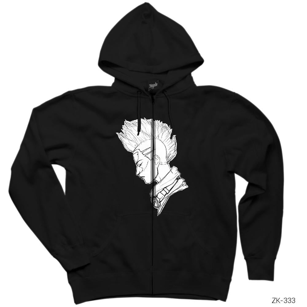 Ekko Siyah Fermuarlı Kapşonlu Sweatshirt
