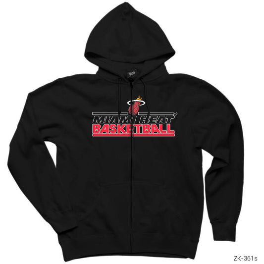 Miami Heat Siyah Fermuarlı Kapşonlu Sweatshirt
