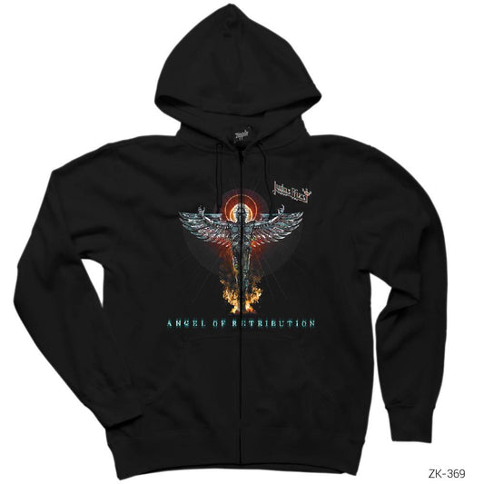 Judas Priest Angel of Retribution Siyah Fermuarlı Kapşonlu Sweatshirt