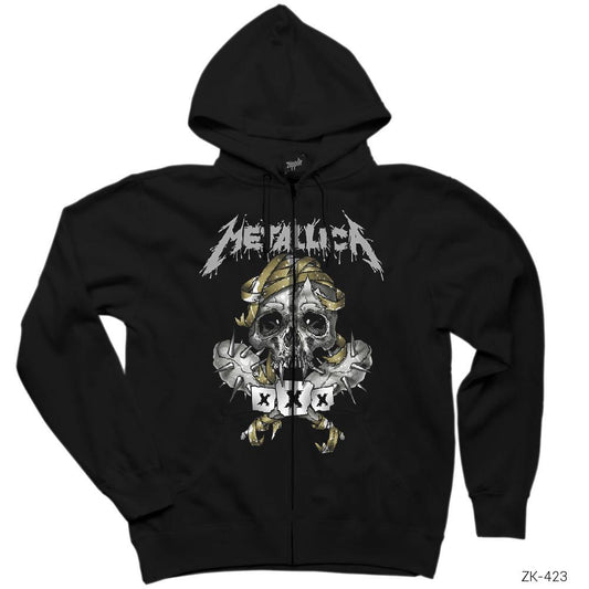 Metallica XXX Siyah Fermuarlı Kapşonlu Sweatshirt