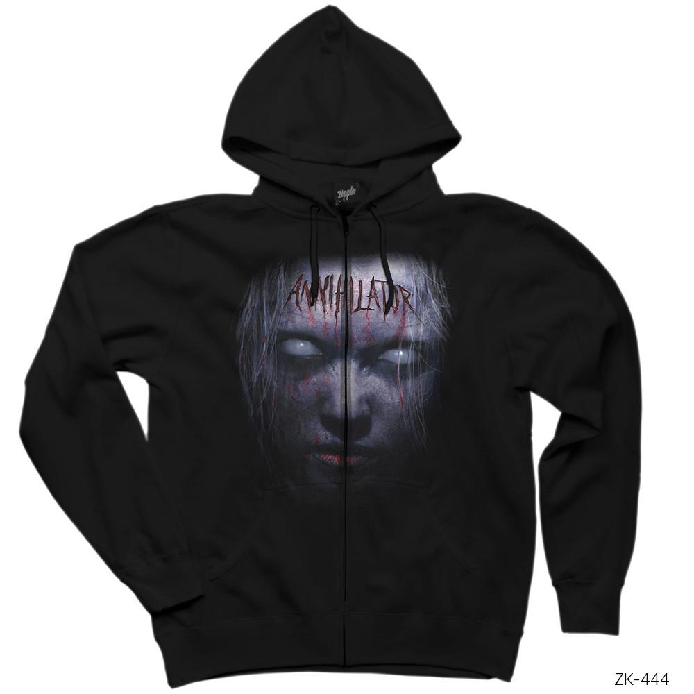 Annihilator Siyah Fermuarlı Kapşonlu Sweatshirt