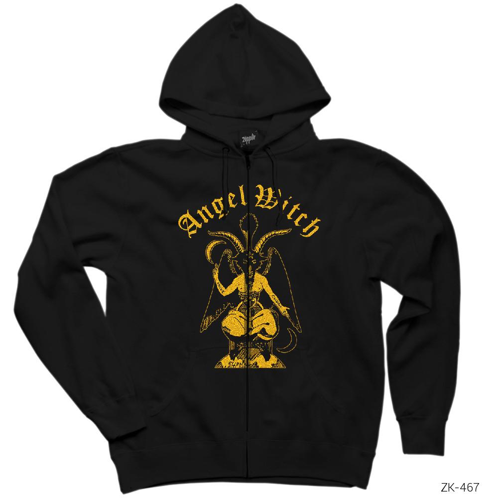 Angelwitch Satan Siyah Fermuarlı Kapşonlu Sweatshirt