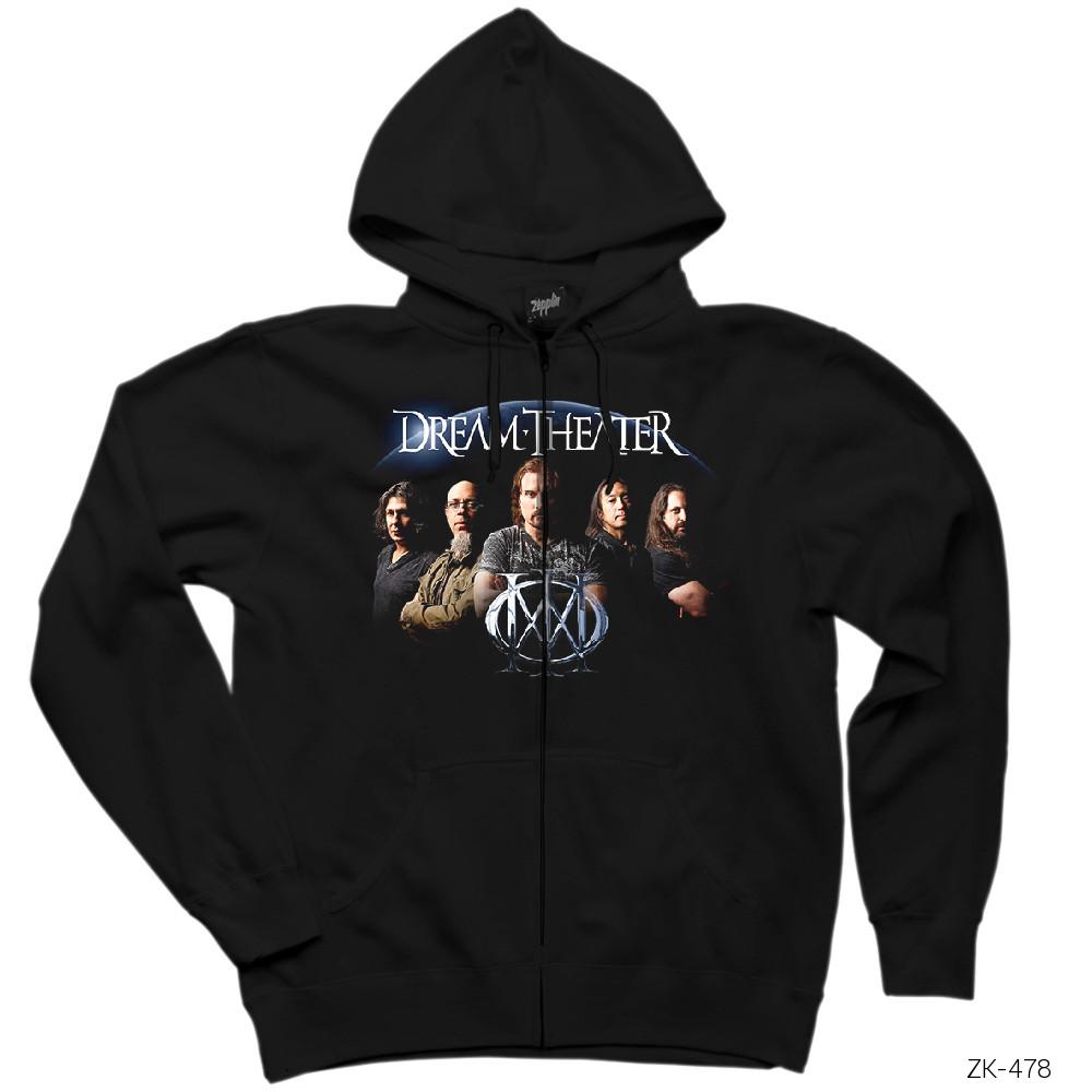 Dream Theater Group Siyah Fermuarlı Kapşonlu Sweatshirt