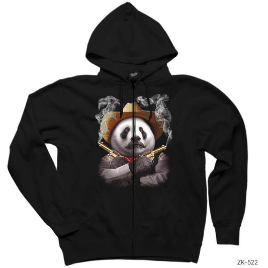 Panda Crıossgunner Siyah Fermuarlı Kapşonlu Sweatshirt