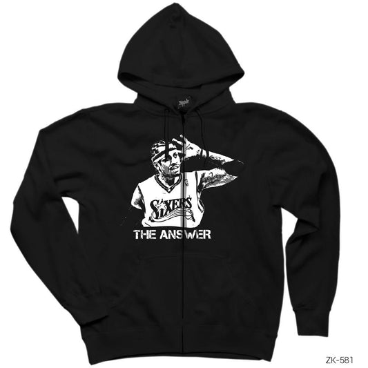 Allen Iverson The Answer Siyah Fermuarlı Kapşonlu Sweatshirt