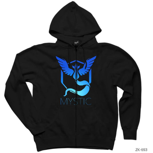 Pokemon Team Mystic Siyah Fermuarlı Kapşonlu Sweatshirt