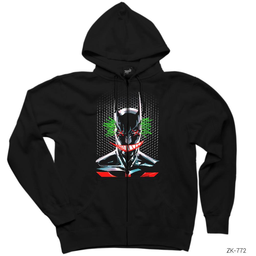 Joker No Batman Siyah Fermuarlı Kapşonlu Sweatshirt