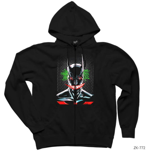 Joker No Batman Siyah Fermuarlı Kapşonlu Sweatshirt