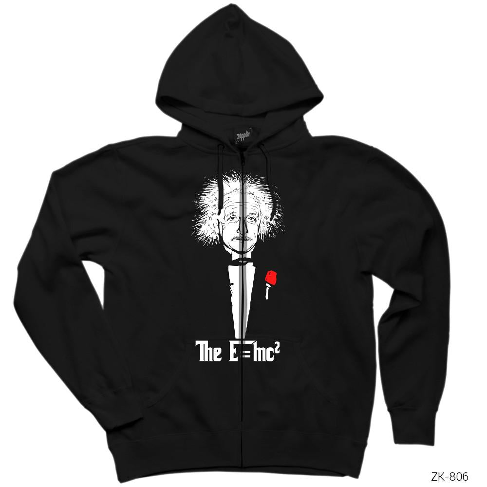 Einstein Emc2 Siyah Fermuarlı Kapşonlu Sweatshirt