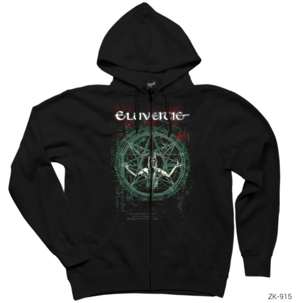 Eluveitie Evocation Siyah Fermuarlı Kapşonlu Sweatshirt