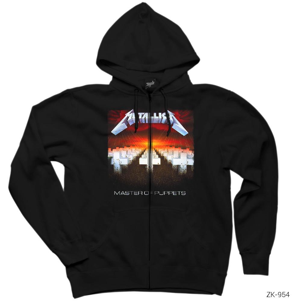 Metallica Master of Puppets Siyah Fermuarlı Kapşonlu Sweatshirt