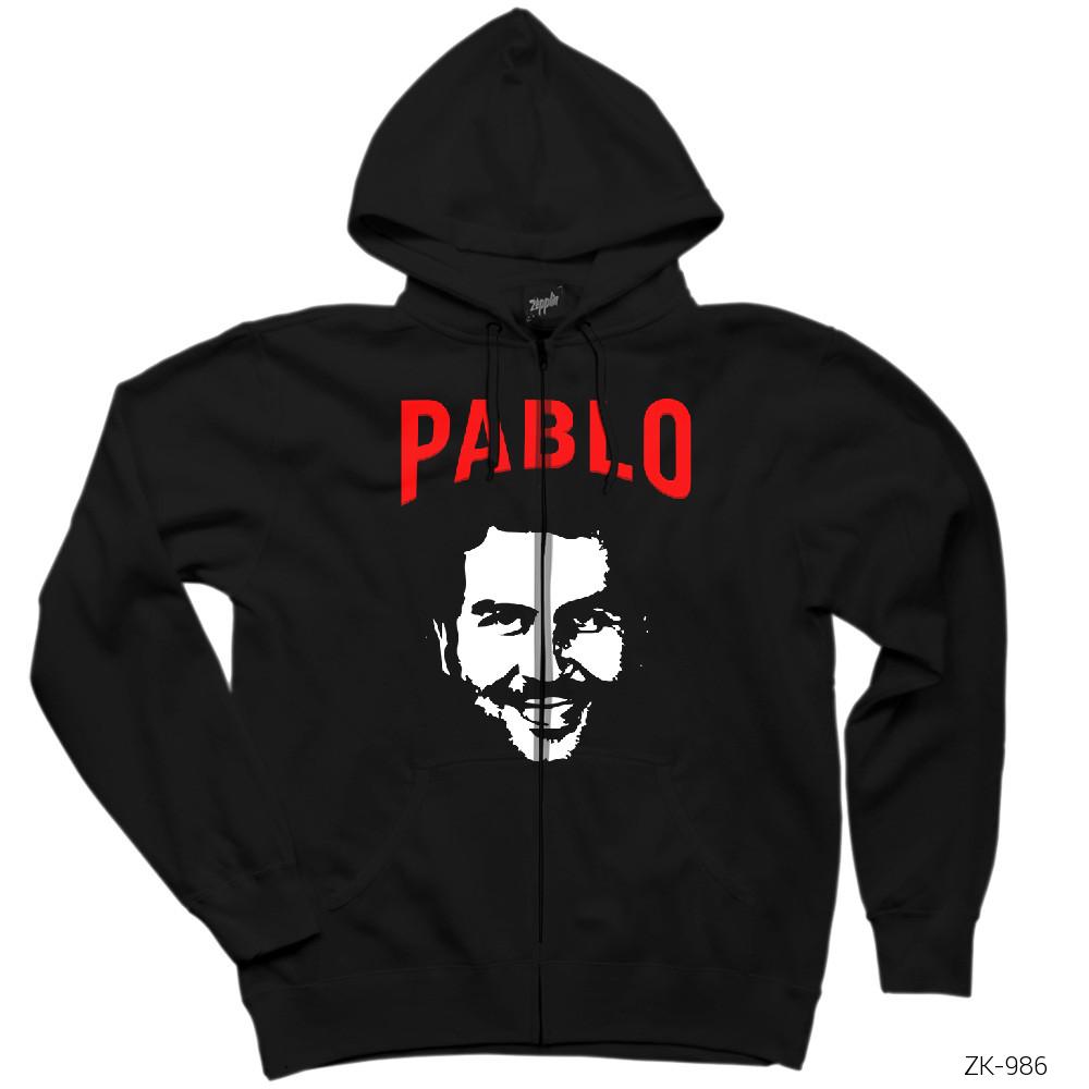 Narcos Pablo Siyah Fermuarlı Kapşonlu Sweatshirt