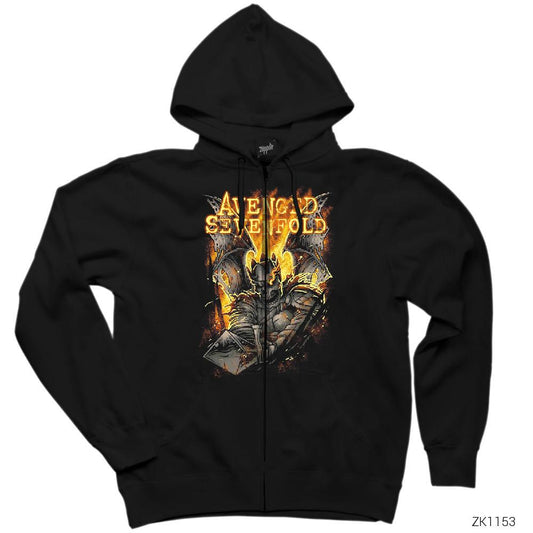 Avenged Sevenfold Knight Siyah Fermuarlı Kapşonlu Sweatshirt