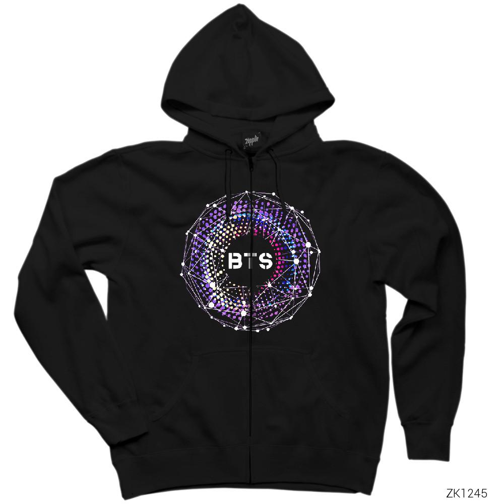 BTS 4. Yıl Dönümü Siyah Fermuarlı Kapşonlu Sweatshirt