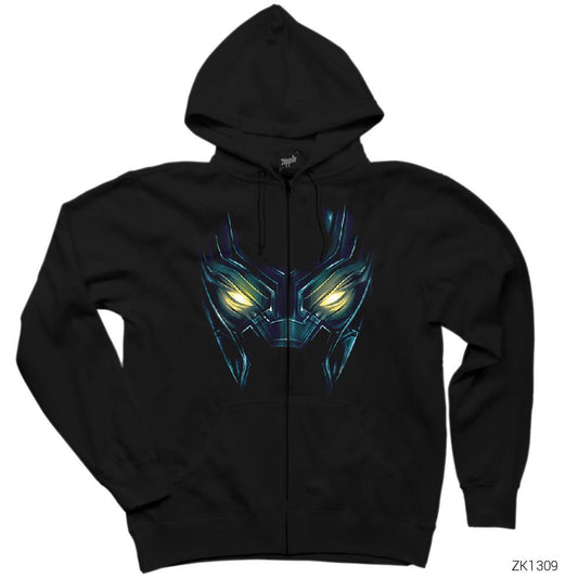Black Panther Eyes Siyah Fermuarlı Kapşonlu Sweatshirt