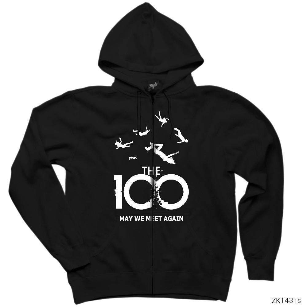 The 100 Siyah Fermuarlı Kapşonlu Sweatshirt