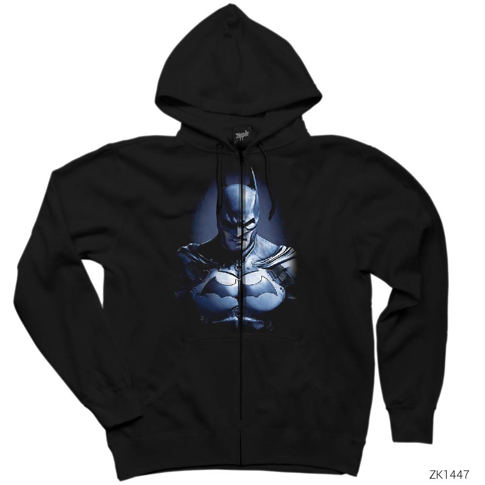 Batman Dark Knight Siyah Fermuarlı Kapşonlu Sweatshirt