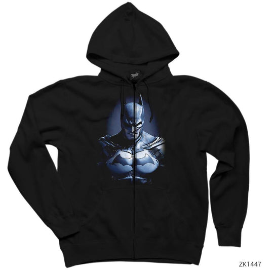 Batman Dark Knight Siyah Fermuarlı Kapşonlu Sweatshirt