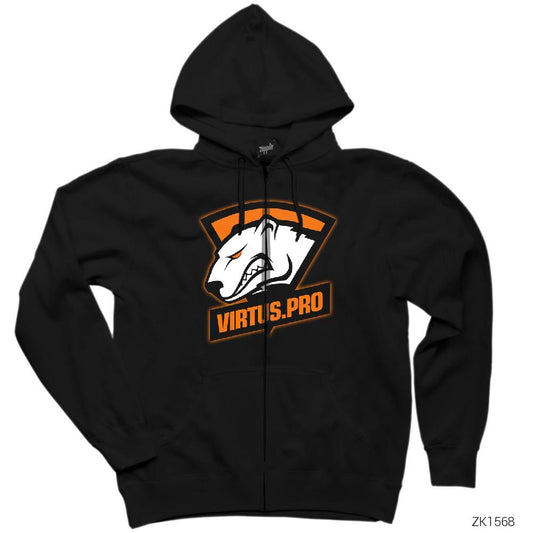 CSGO Virtus Pro Siyah Fermuarlı Kapşonlu Sweatshirt