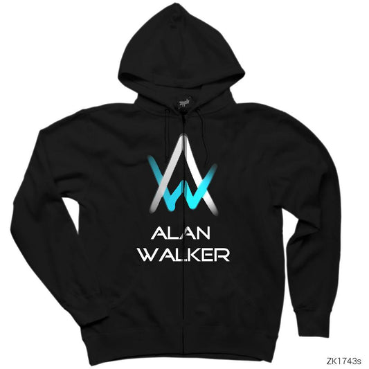 Alan Walker Softly Siyah Fermuarlı Kapşonlu Sweatshirt