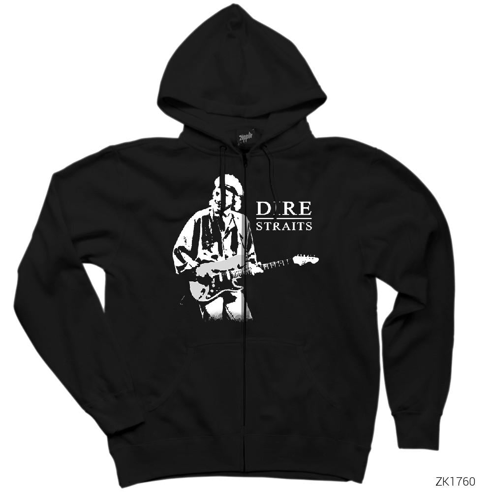 Dire Straits Concert Siyah Fermuarlı Kapşonlu Sweatshirt