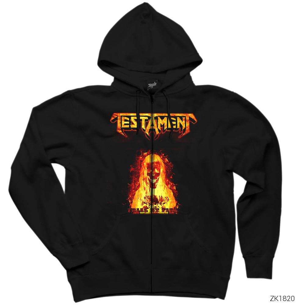 Testament Trial by Fire Siyah Fermuarlı Kapşonlu Sweatshirt