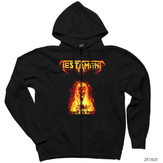 Testament Trial by Fire Siyah Fermuarlı Kapşonlu Sweatshirt