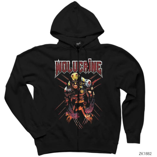 Avengers Wolverine Addicted Siyah Fermuarlı Kapşonlu Sweatshirt