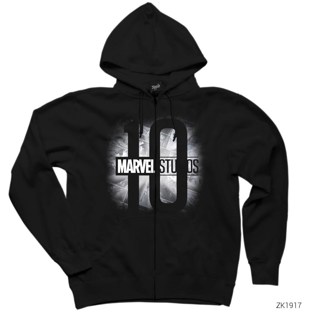 Marvel Studios 10 Siyah Fermuarlı Kapşonlu Sweatshirt
