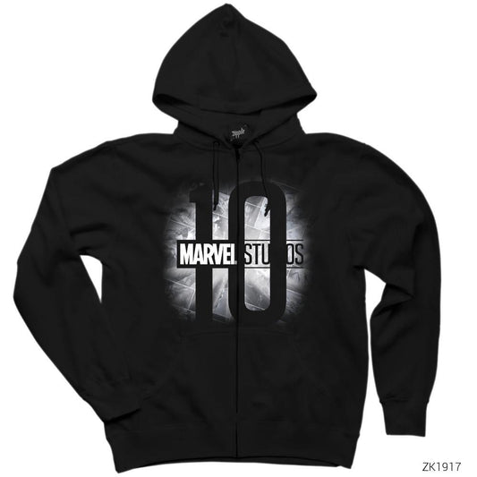 Marvel Studios 10 Siyah Fermuarlı Kapşonlu Sweatshirt