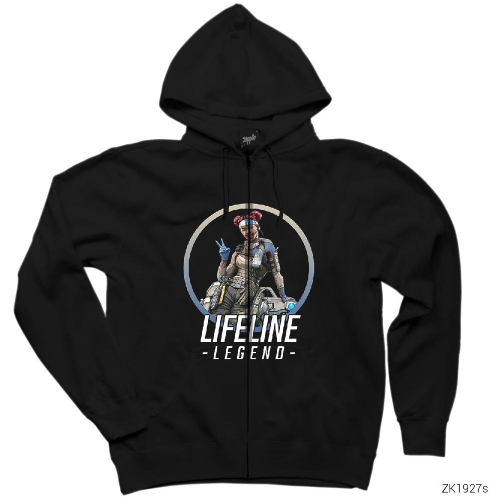 Apex Legends Lifeline Siyah Fermuarlı Kapşonlu Sweatshirt