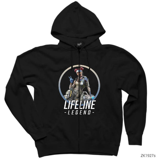 Apex Legends Lifeline Siyah Fermuarlı Kapşonlu Sweatshirt