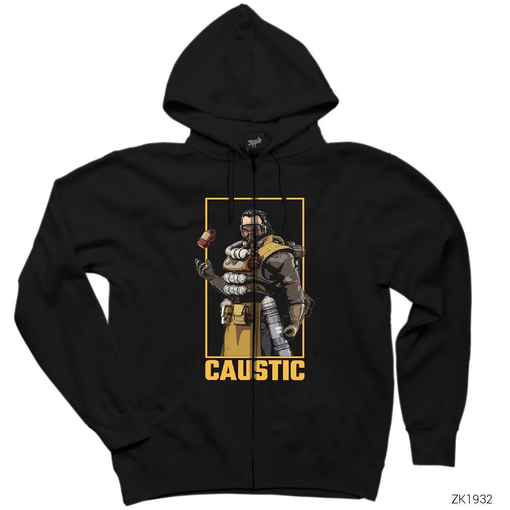 Apex Legends Caustic Siyah Fermuarlı Kapşonlu Sweatshirt