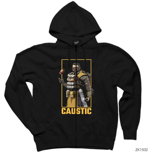 Apex Legends Caustic Siyah Fermuarlı Kapşonlu Sweatshirt