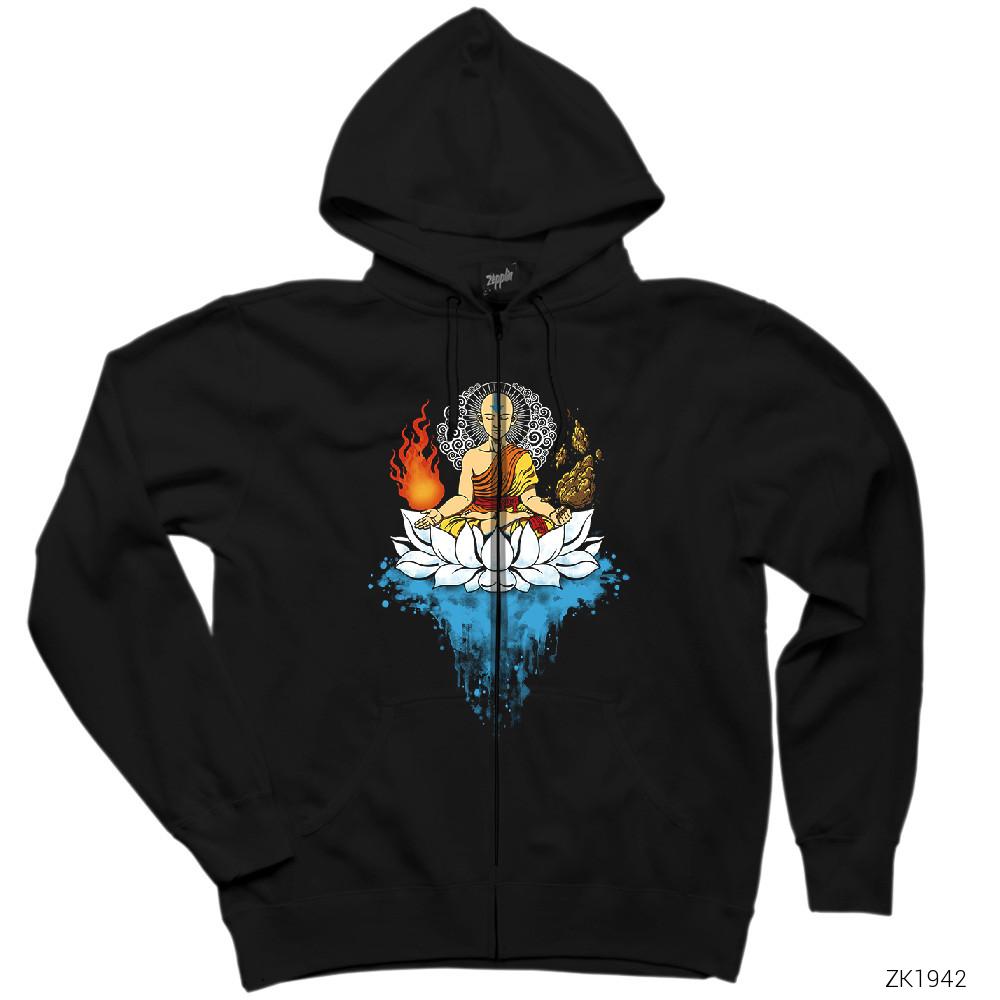 Avatar Enlightenment Siyah Fermuarlı Kapşonlu Sweatshirt