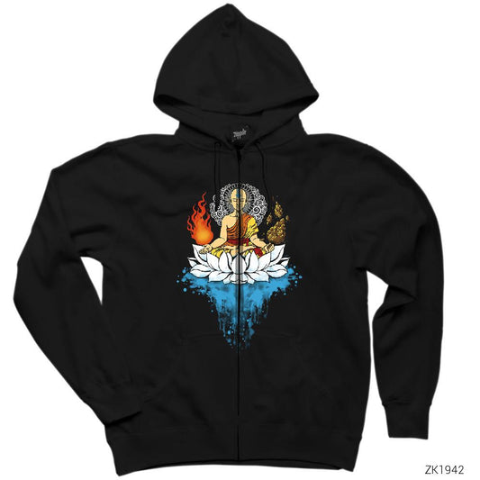 Avatar Enlightenment Siyah Fermuarlı Kapşonlu Sweatshirt