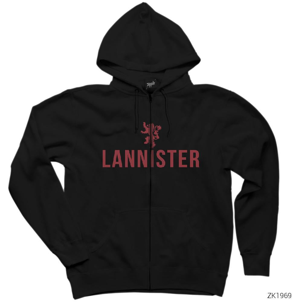 Game Of Thrones Lannister Siyah Fermuarlı Kapşonlu Sweatshirt