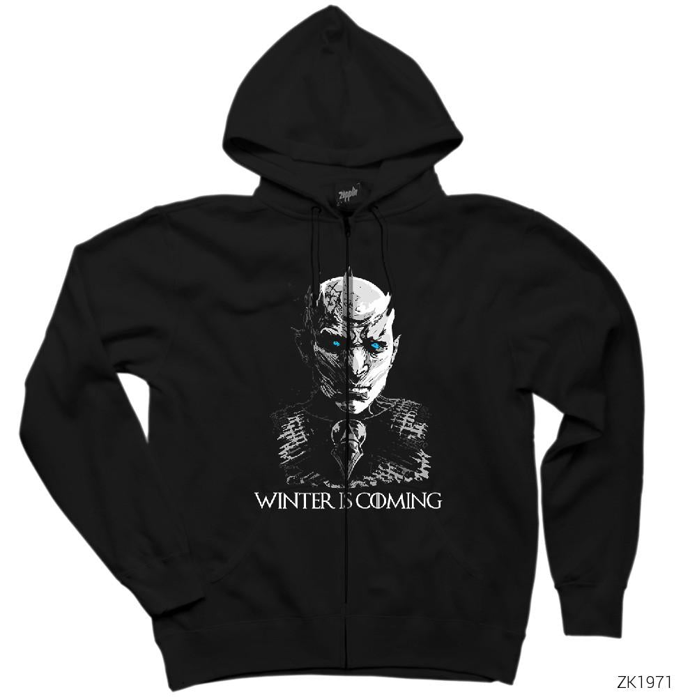 Game of Thrones Nights Watch Siyah Fermuarlı Kapşonlu Sweatshirt