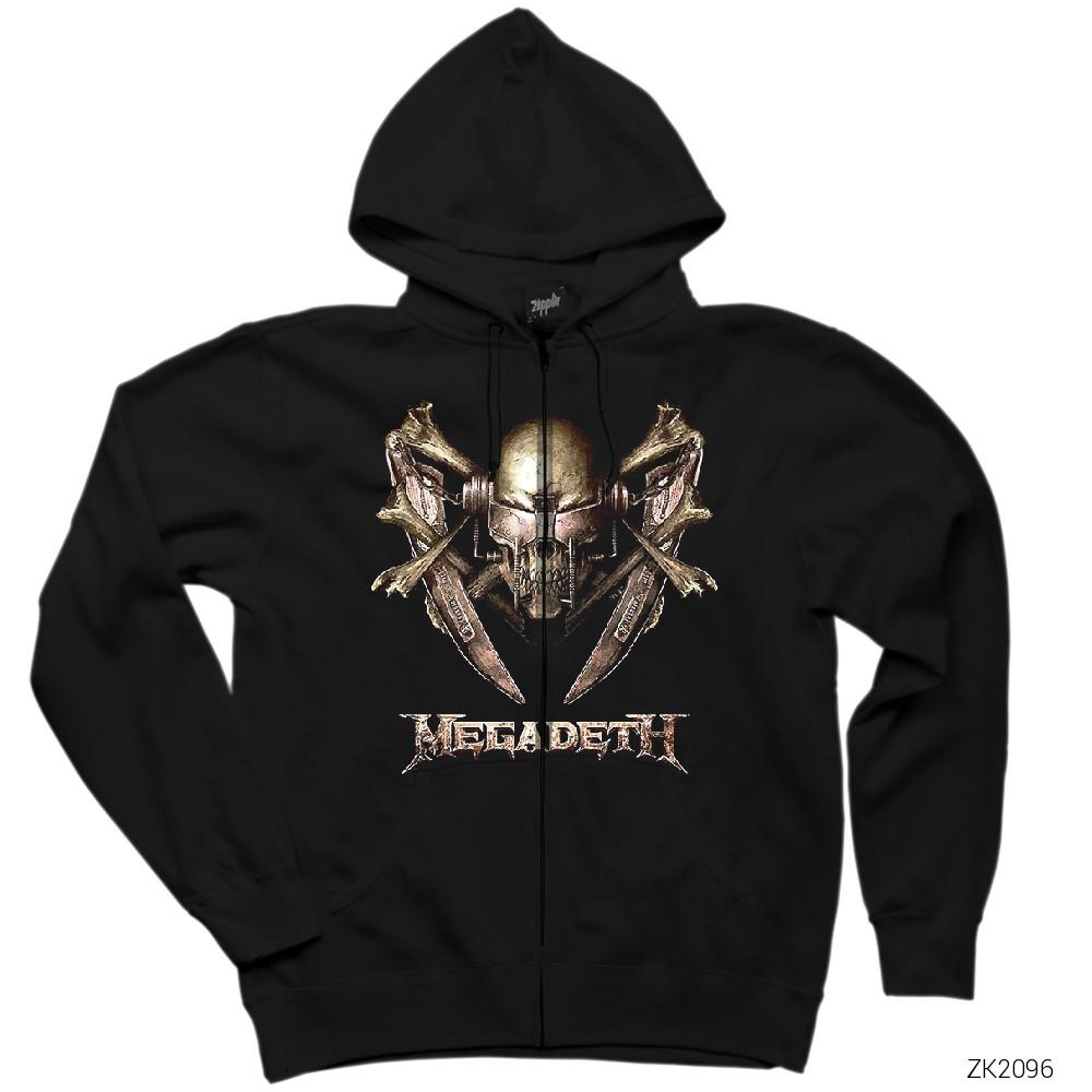 Megadeth Extinction Siyah Fermuarlı Kapşonlu Sweatshirt