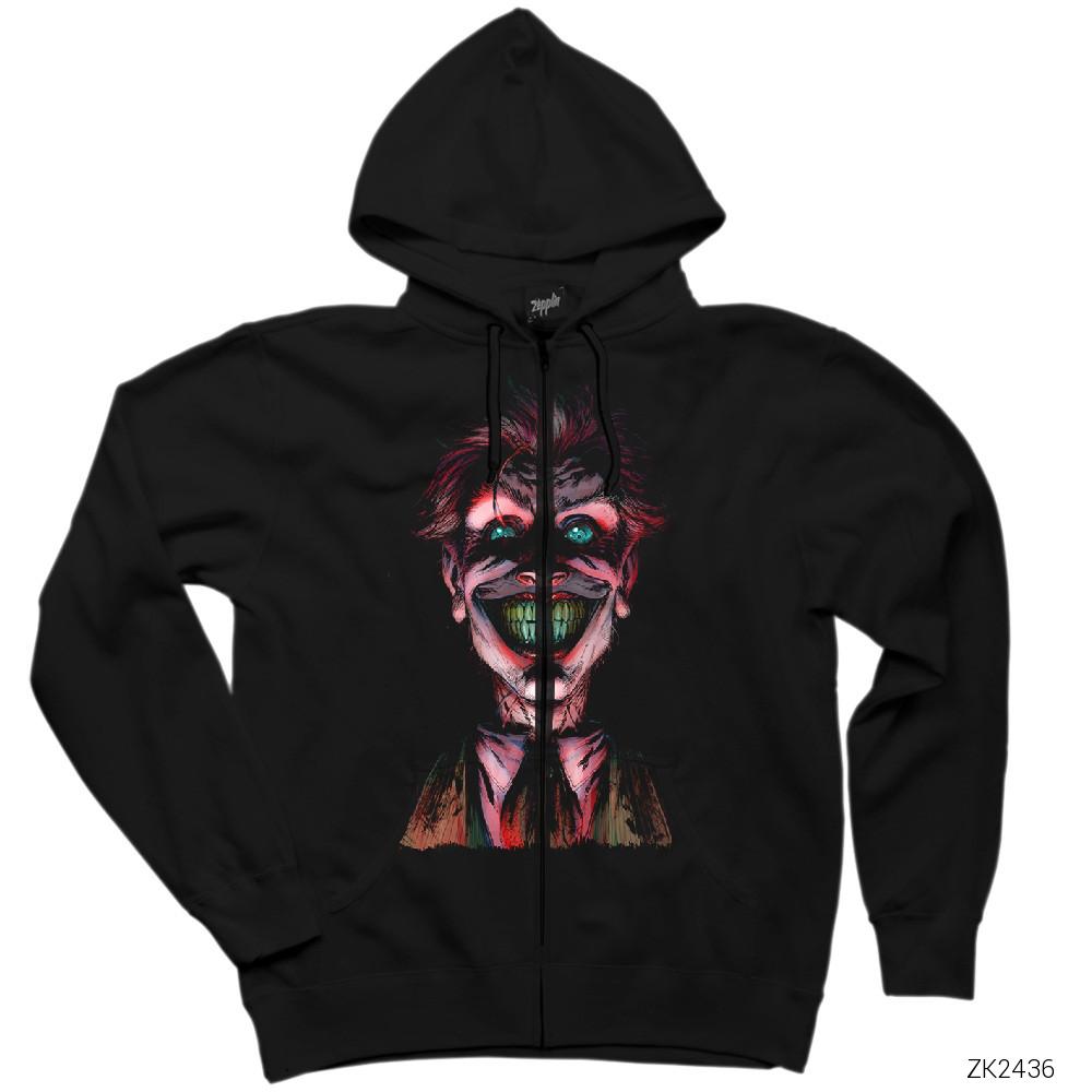 Joker the Doctor Siyah Fermuarlı Kapşonlu Sweatshirt