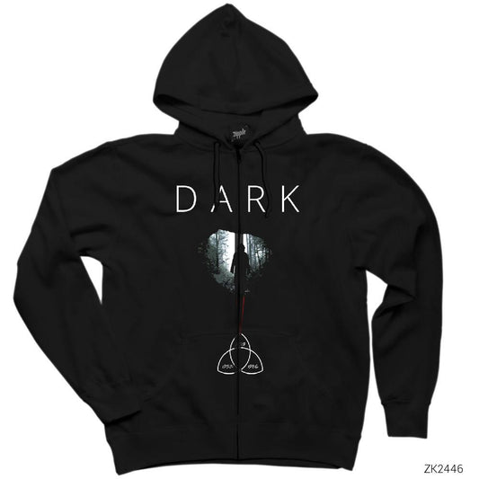 Dark Human Silliuette Siyah Fermuarlı Kapşonlu Sweatshirt