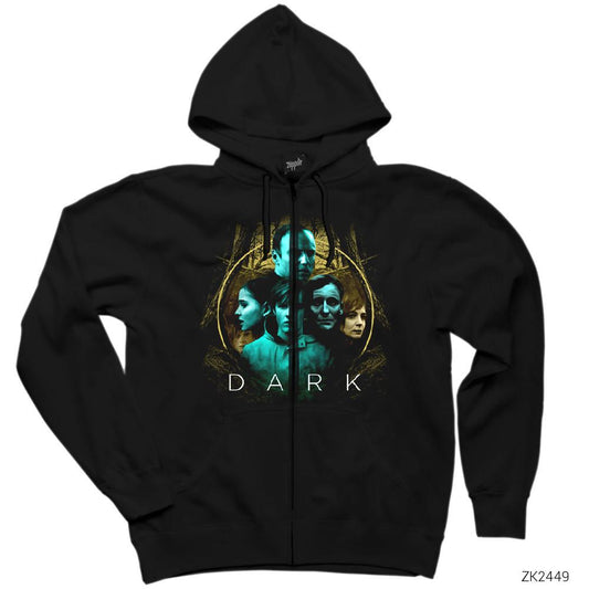 Dark Poster Siyah Fermuarlı Kapşonlu Sweatshirt