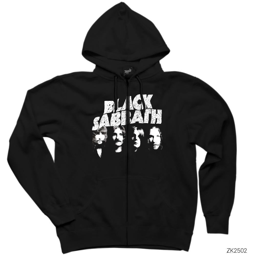 Black Sabbath Group Siyah Fermuarlı Kapşonlu Sweatshirt